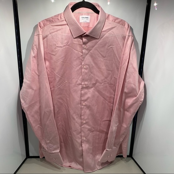 T M Lewin Shirt Long Sleeve Button Front Pink XL Men - Picture 1 of 10